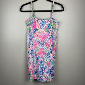 Lilly Pulitzer Colorful Tropical Print “Shelli” Shift Dress Size 00 Flaw